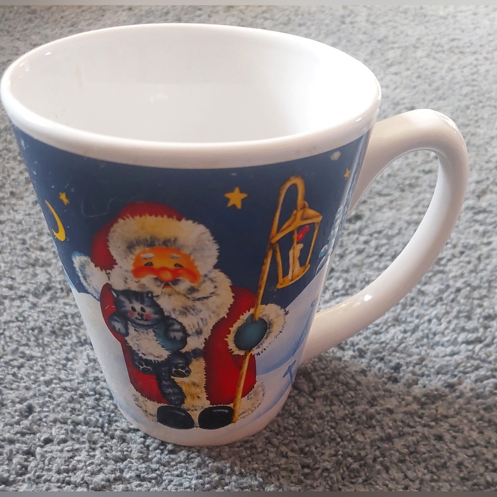 Christmas Mug Santa Holding A Cat
